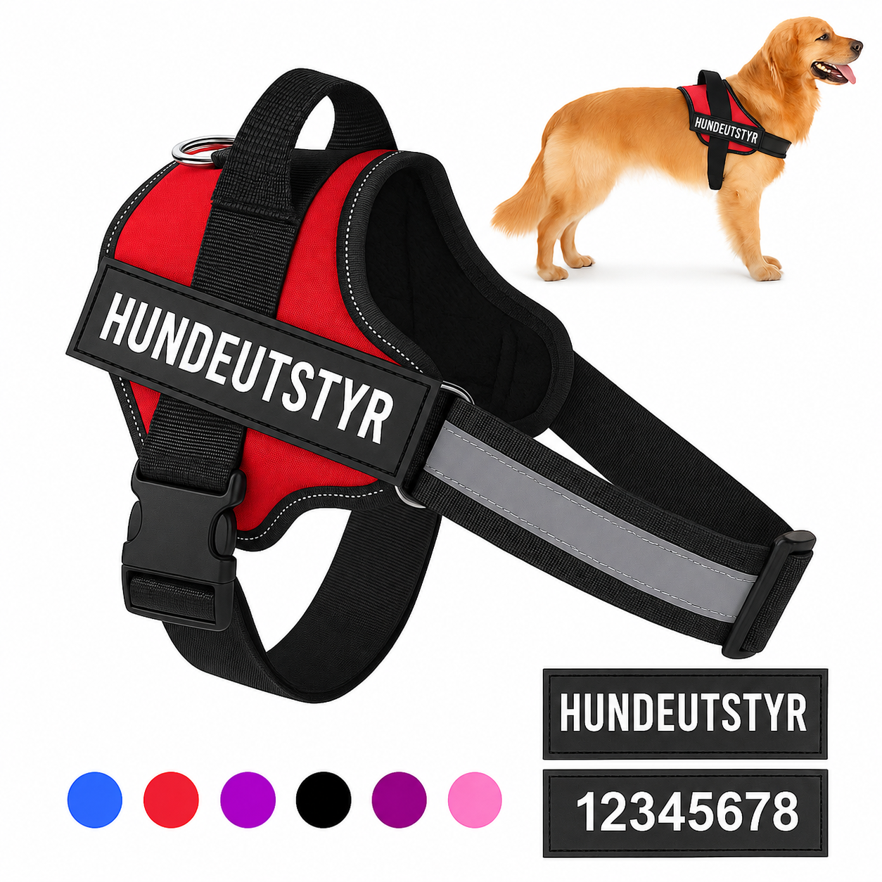Buddy hundesele med refleks – justerbar sele med håndtak