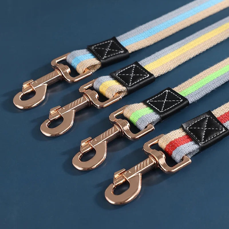 Hundebånd i nylon – 2 meter flerfarget kobbel
