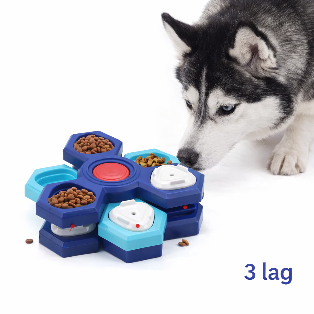 Slow feeder aktiviseringsleke til hund med roterende lag