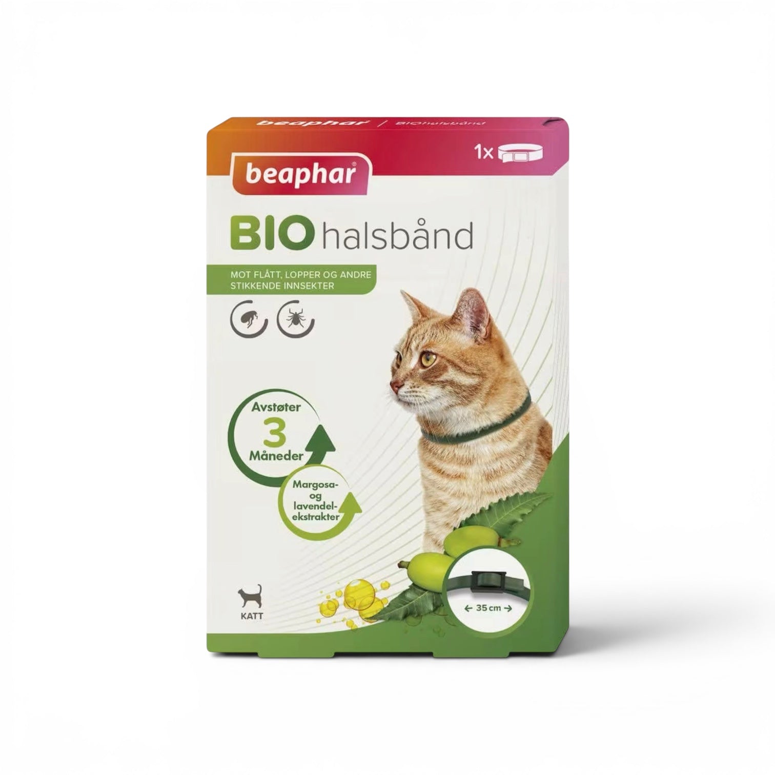 Beaphar Bio flåtthalsbånd til katt med naturlige planteekstrakter mot flått, lopper og insekter