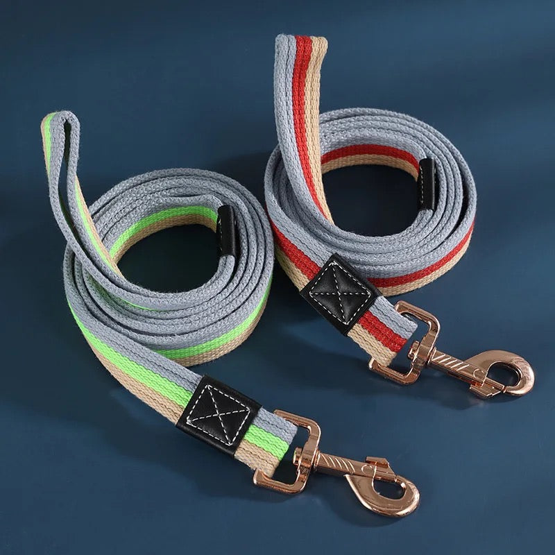 Hundebånd i nylon – 2 meter flerfarget kobbel
