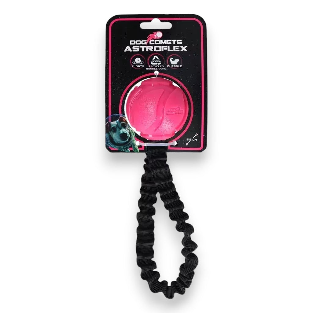 Dog Comets AstroFlex rosa hundeleke med ball og elastisk stropp