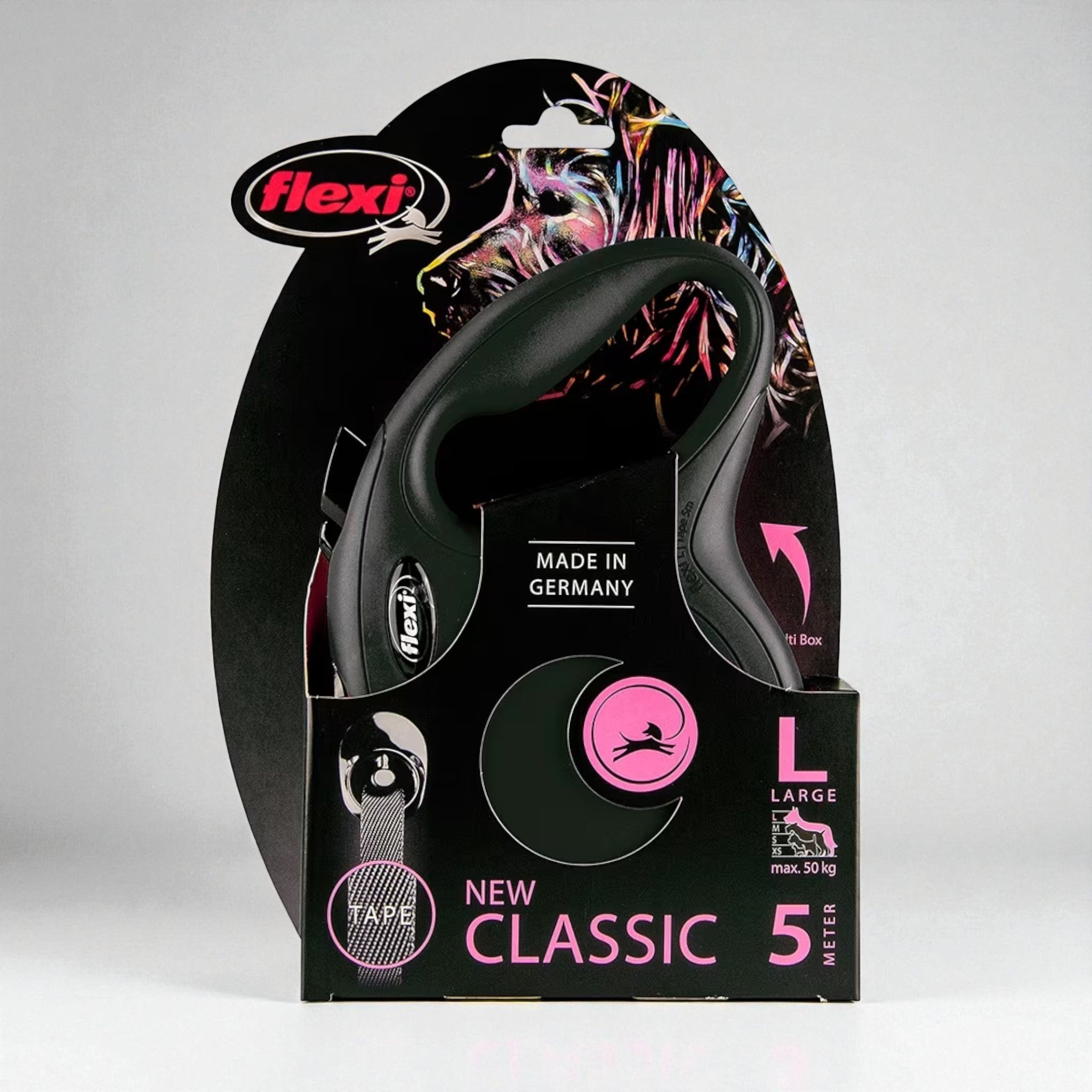Flexi Classic Compact L rullekobbel 5 m – sort kobbel til stor hund