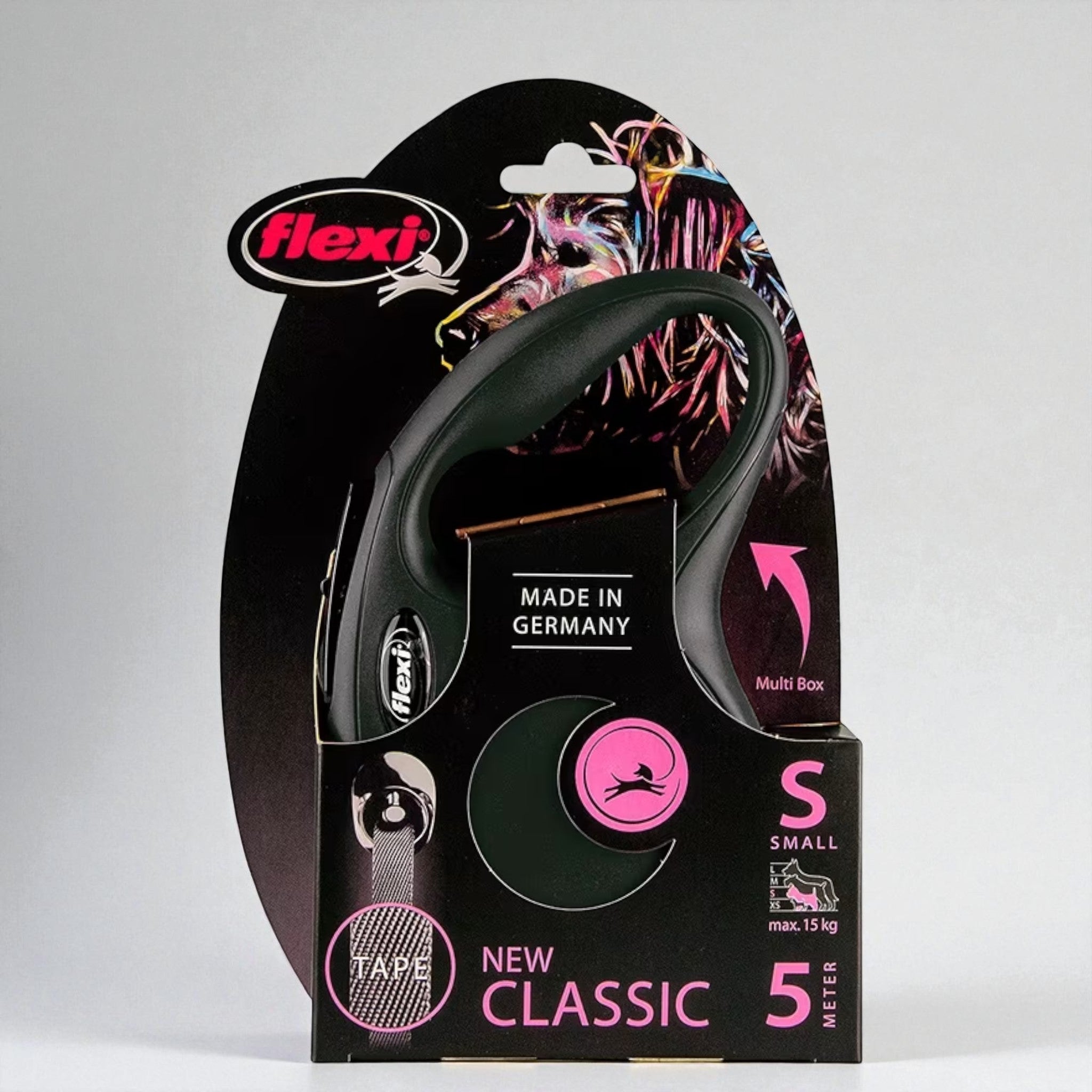 Flexi Classic Compact S rullekobbel 5 m – sort kobbel til hund
