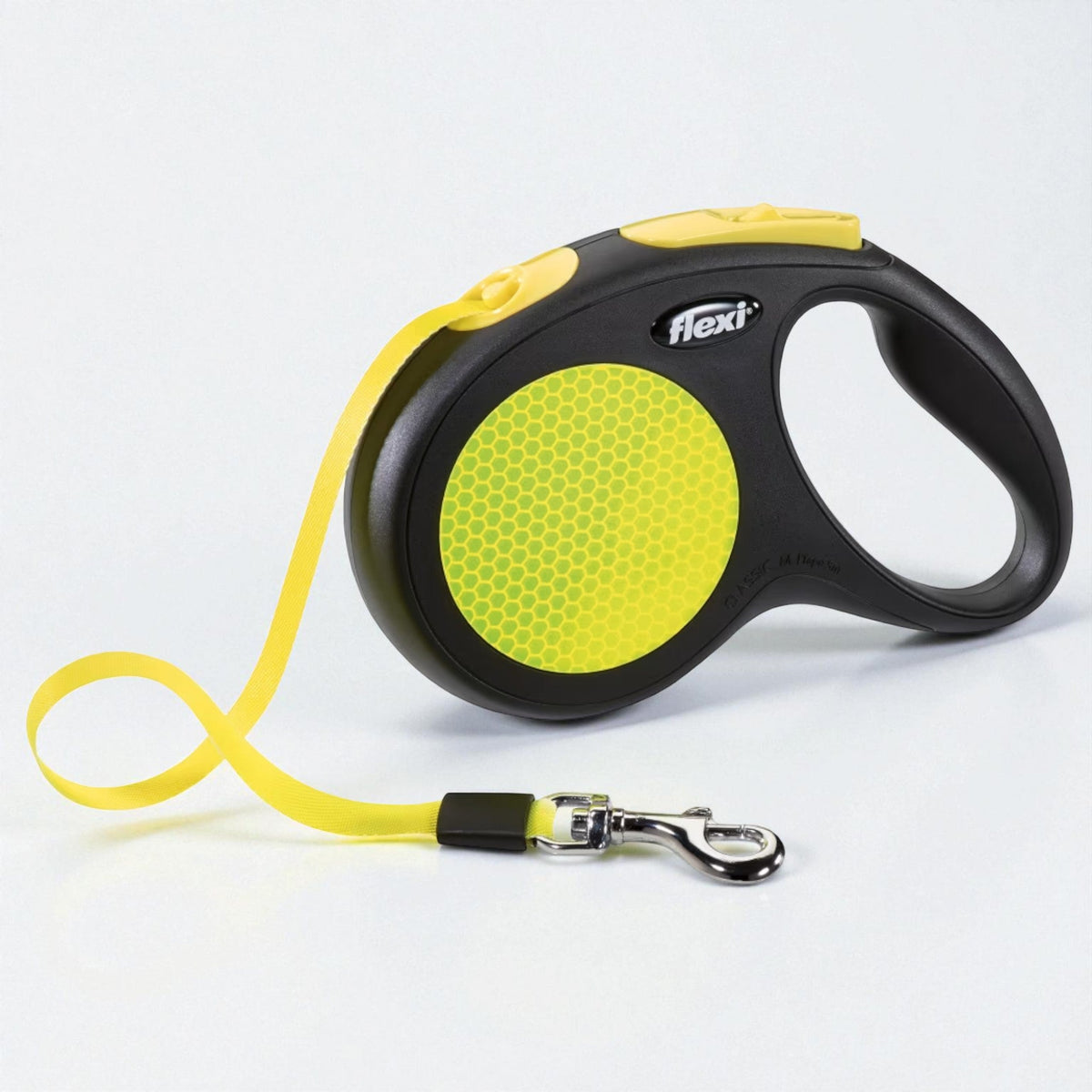 Flexi Classic New Neon M rullebånd, sort med neongul tape