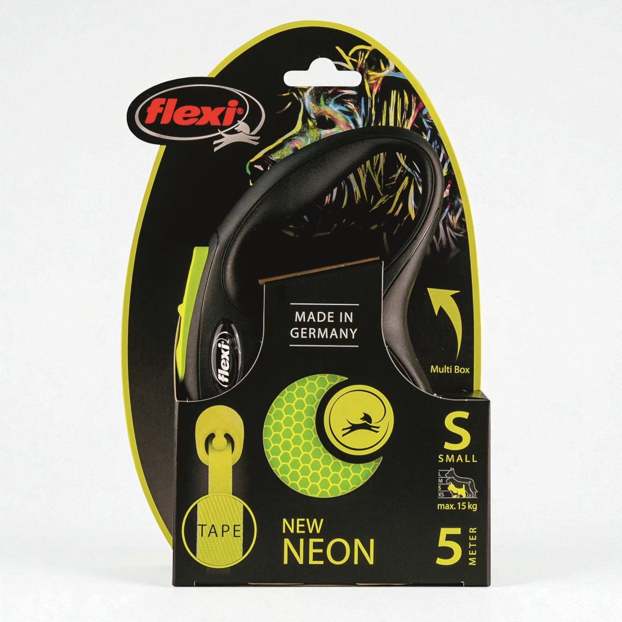Flexi Classic Neon S rullekobbel 5 m – for hunder opptil 15 kg