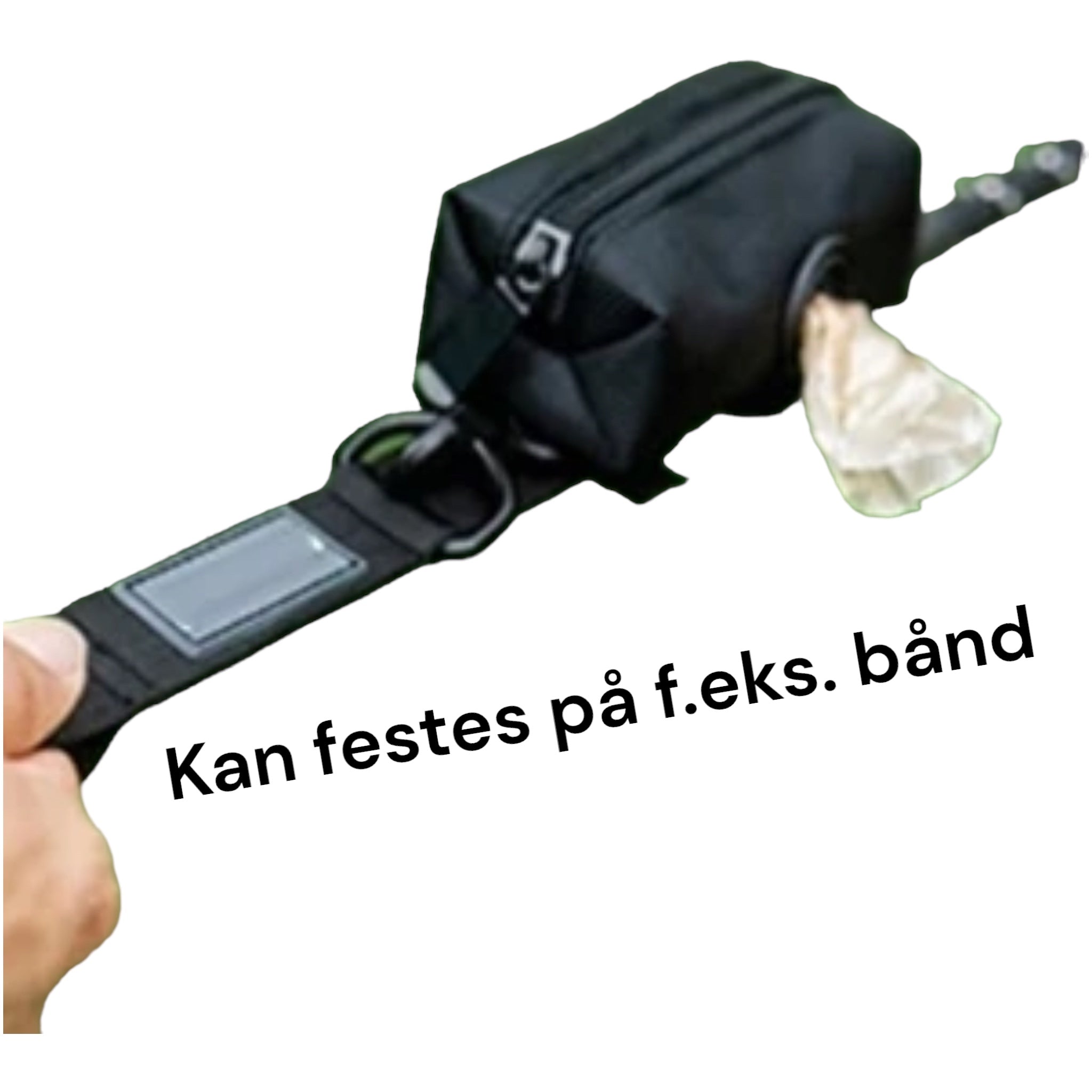 Hundeposeholder med krok og borrelås