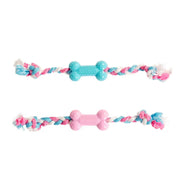 uvo+ Puppy TPR Bein med tau 35 cm valpeleke i assortert pastellfarge for tygging og interaktiv dralek