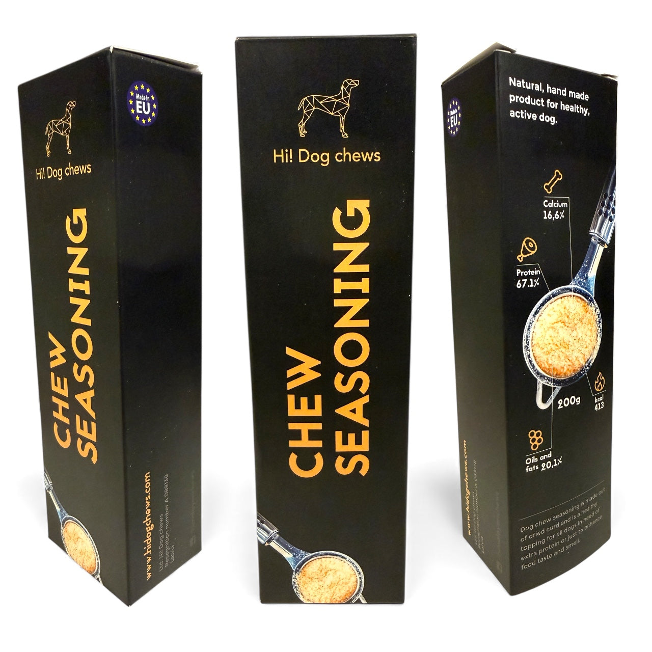 Hi! Dog Chews Seasoning – Ostetopping til hund (Naturell, Dill, Gurkemeie)