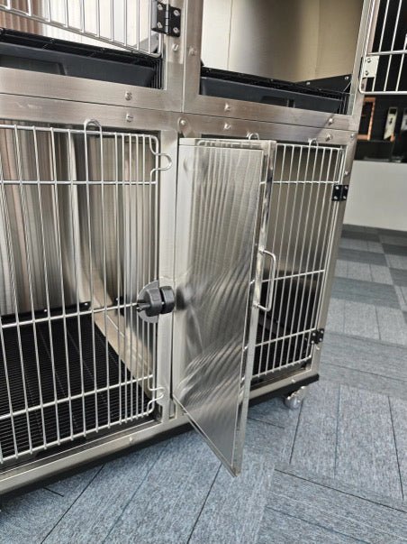 Veterinærbur i rustfritt stål – 118 x 66 x 81 cm