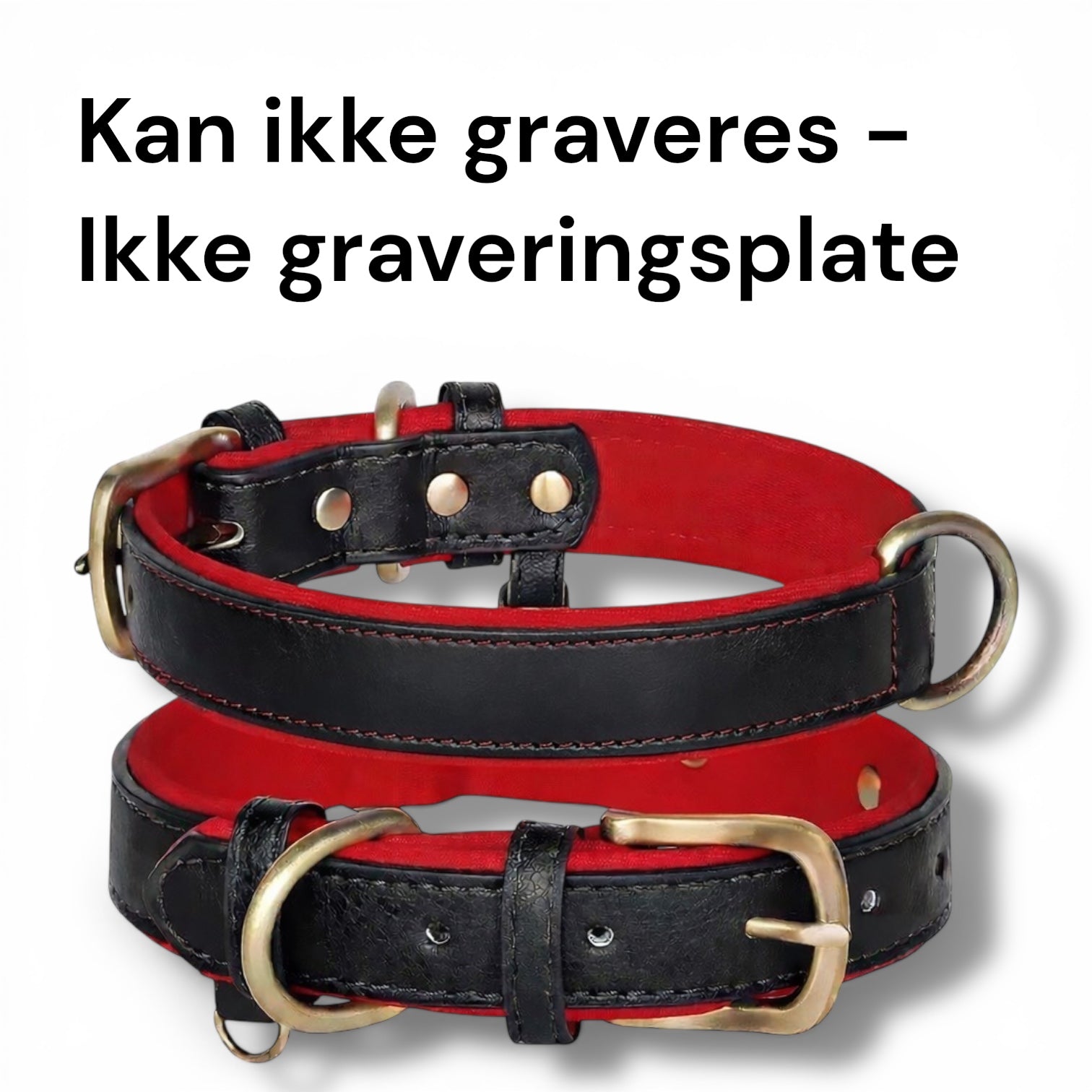 Hundehalsbånd med navn – PU-skinn med gravert metallplate
