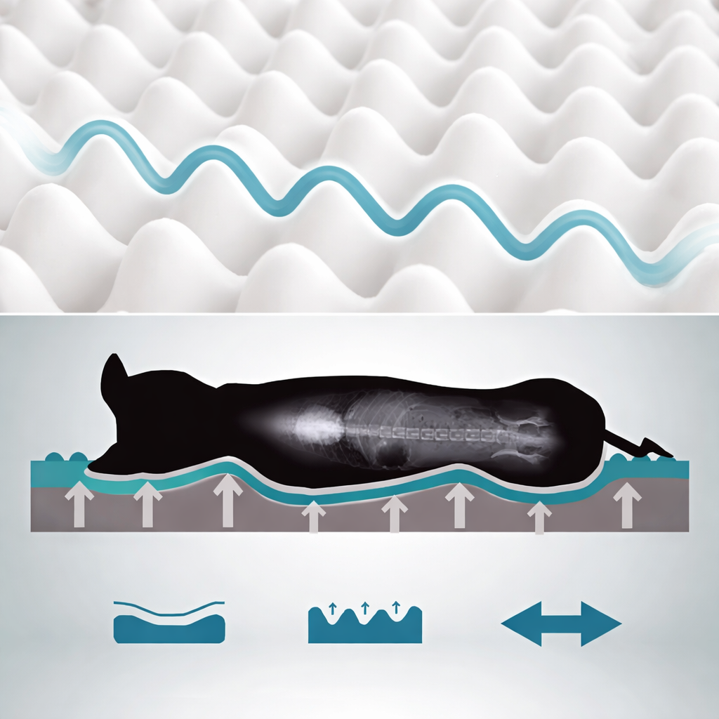 Hundeseng i memory foam med vaskbart trekk og sklisikker bunn