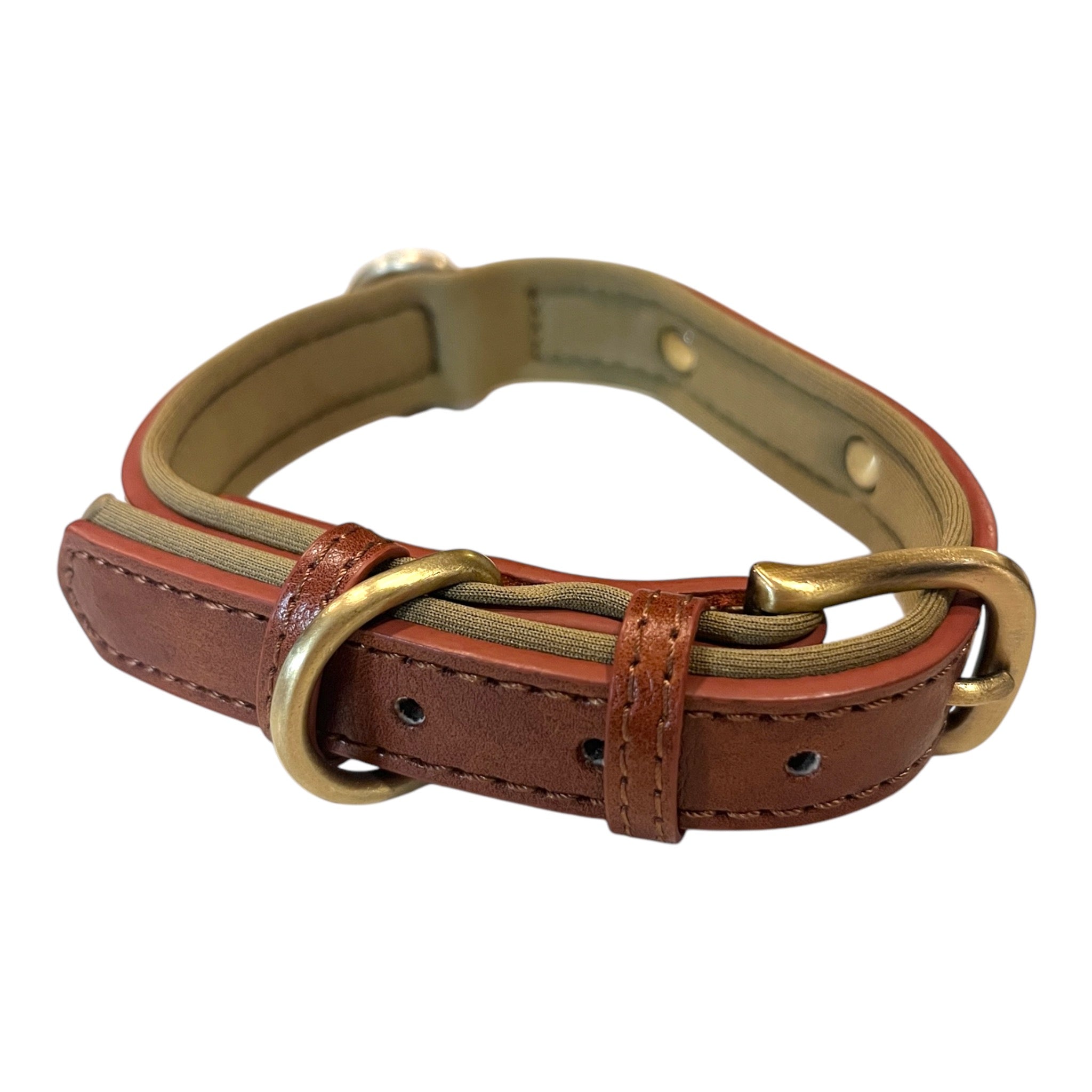 Hundehalsbånd med navn – PU-skinn med gravert metallplate