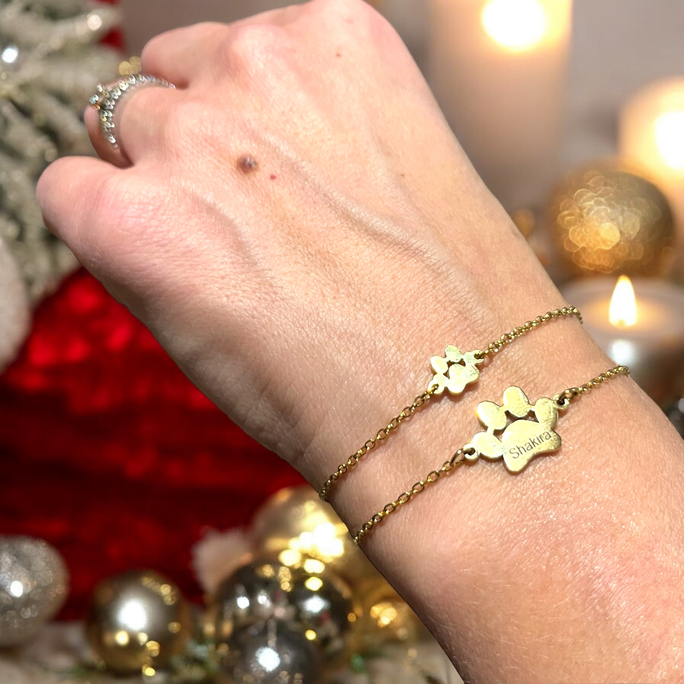 Personlig armbånd med graverte poter – opptil 4 navn