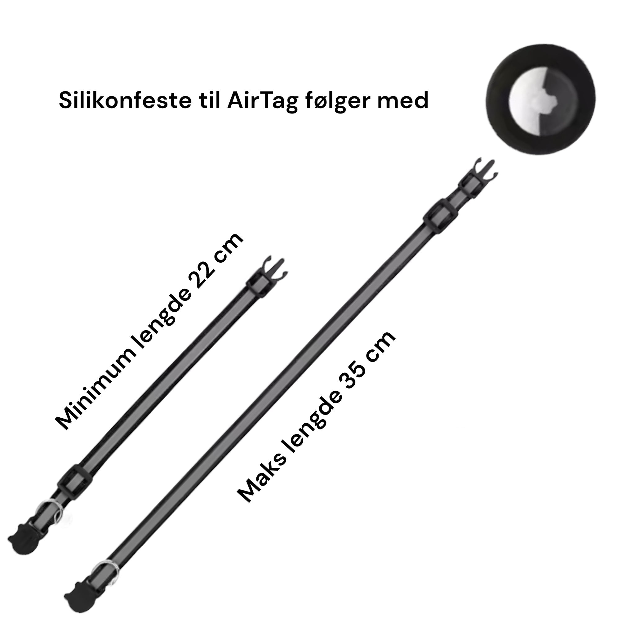 Kattehalsbånd med bjelle og AirTag-feste