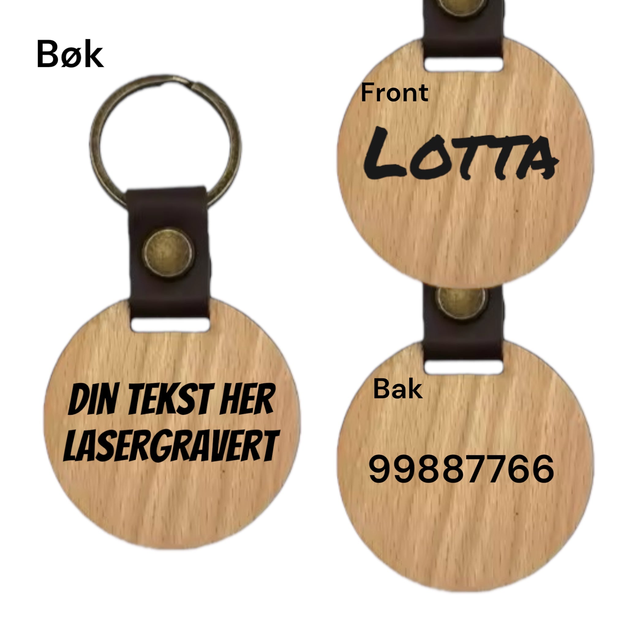 ID-brikke - Nøkkelholder - Treverk