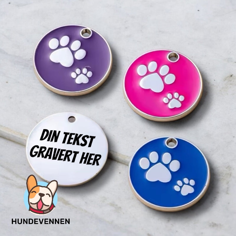 ID-brikke til hund med poteavtrykk