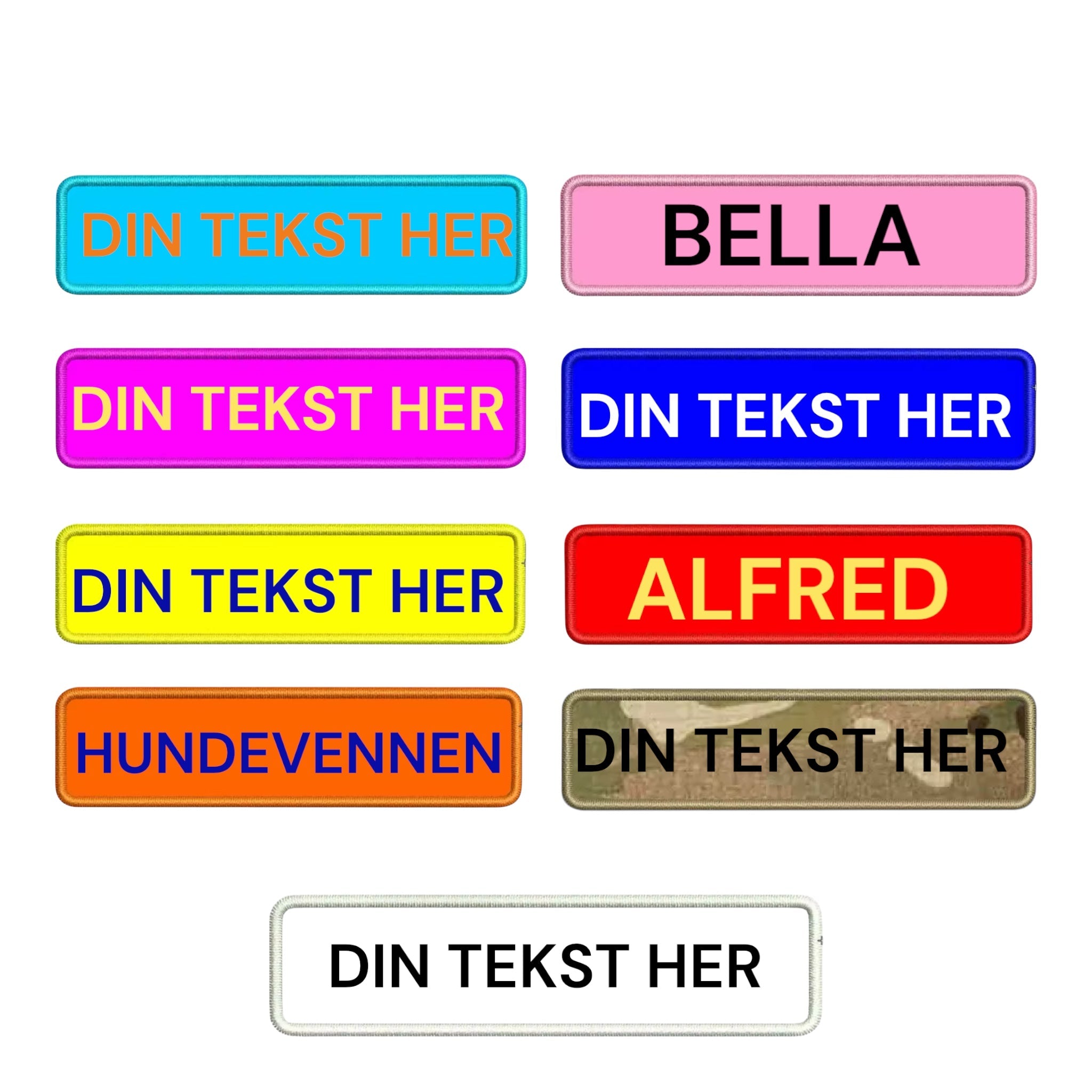 Brodert navnelapp med pote – borrelåsmerke til hund