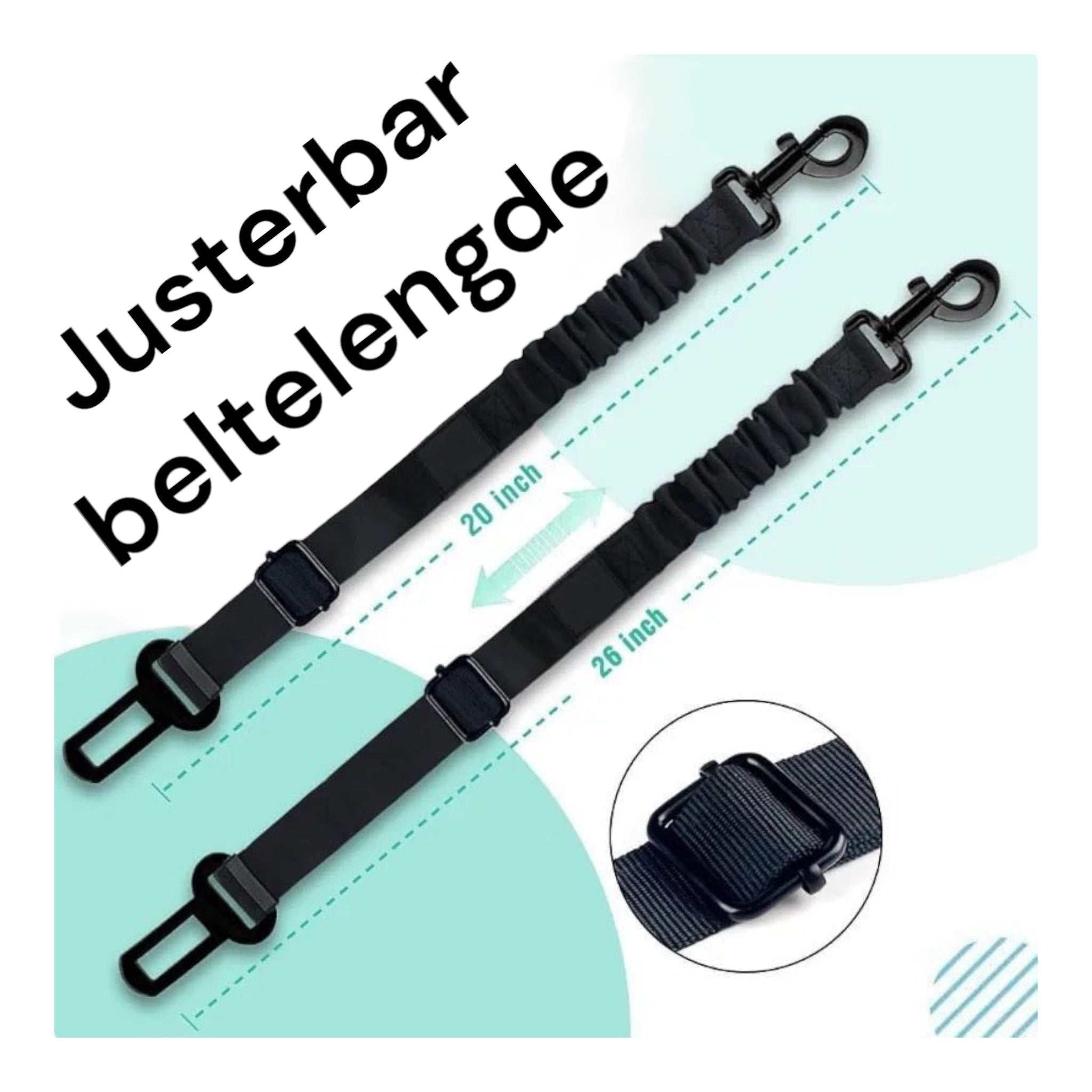 Bilbelte til hund – justerbart beltefeste (ett feste)