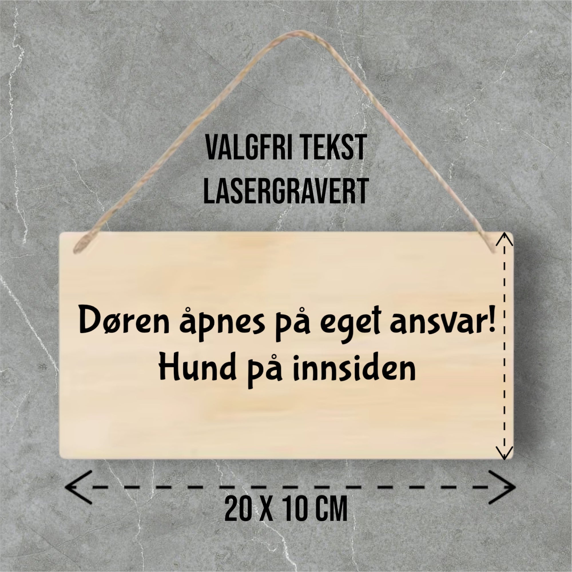 Dørskilt for hund – lasergravert treskilt