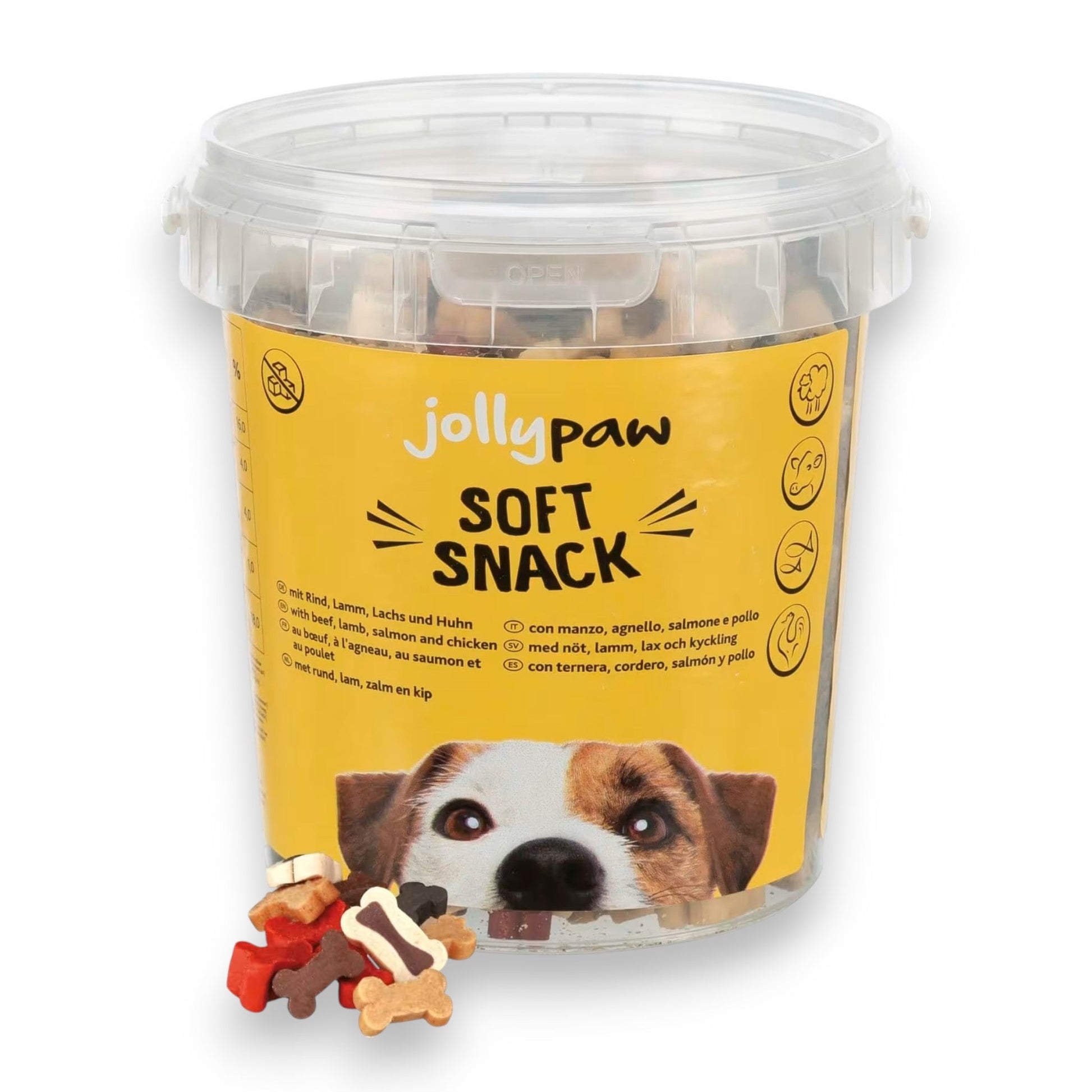 JollyPaw Bony Mix myke hundegodbiter med biff, lam, kylling og laks 500 g