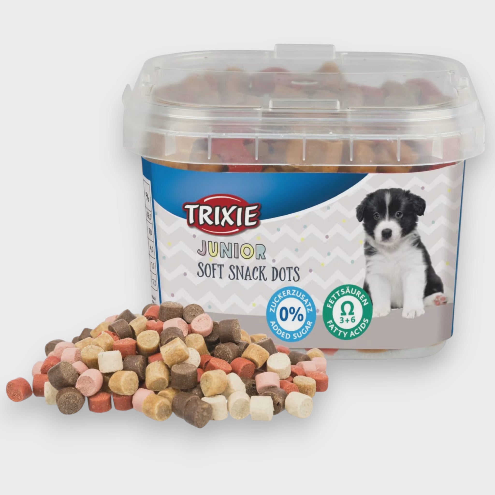 TRIXIE Junior Soft Snack Dots 140 g myke valpegodbiter med kylling, laks og omega-3 uten tilsatt sukker