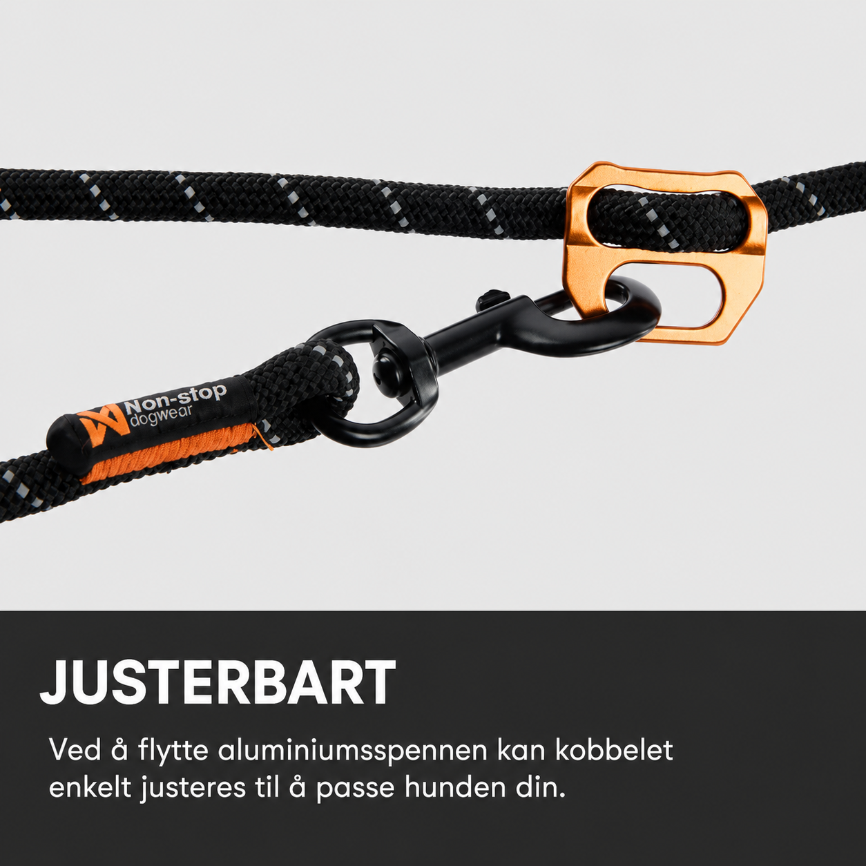 Non-Stop Dogwear Rock justerbart kobbel 2,3 m svart