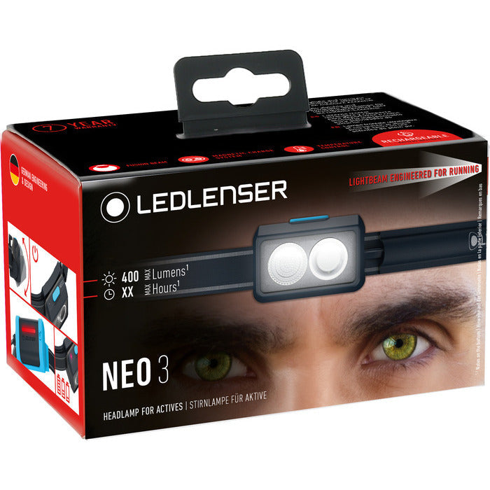 Ledlenser NEO3 Hodelykt 400 lumen – Sort/Grå