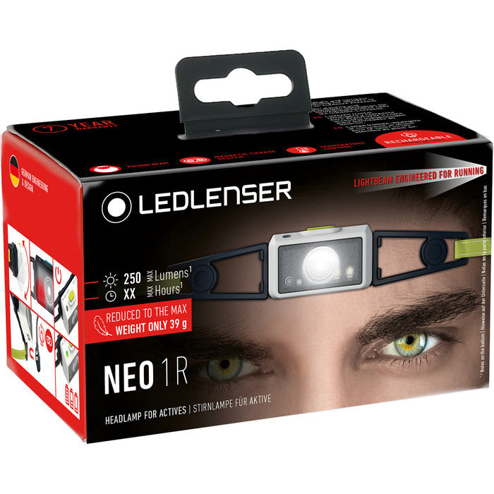 Ledlenser NEO1R hodelykt 250 lm hvit/grønn – oppladbar turlyk