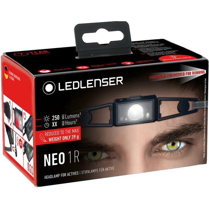Ledlenser NEO1R hodelykt 250 lm sort/grå – oppladbar turlykt