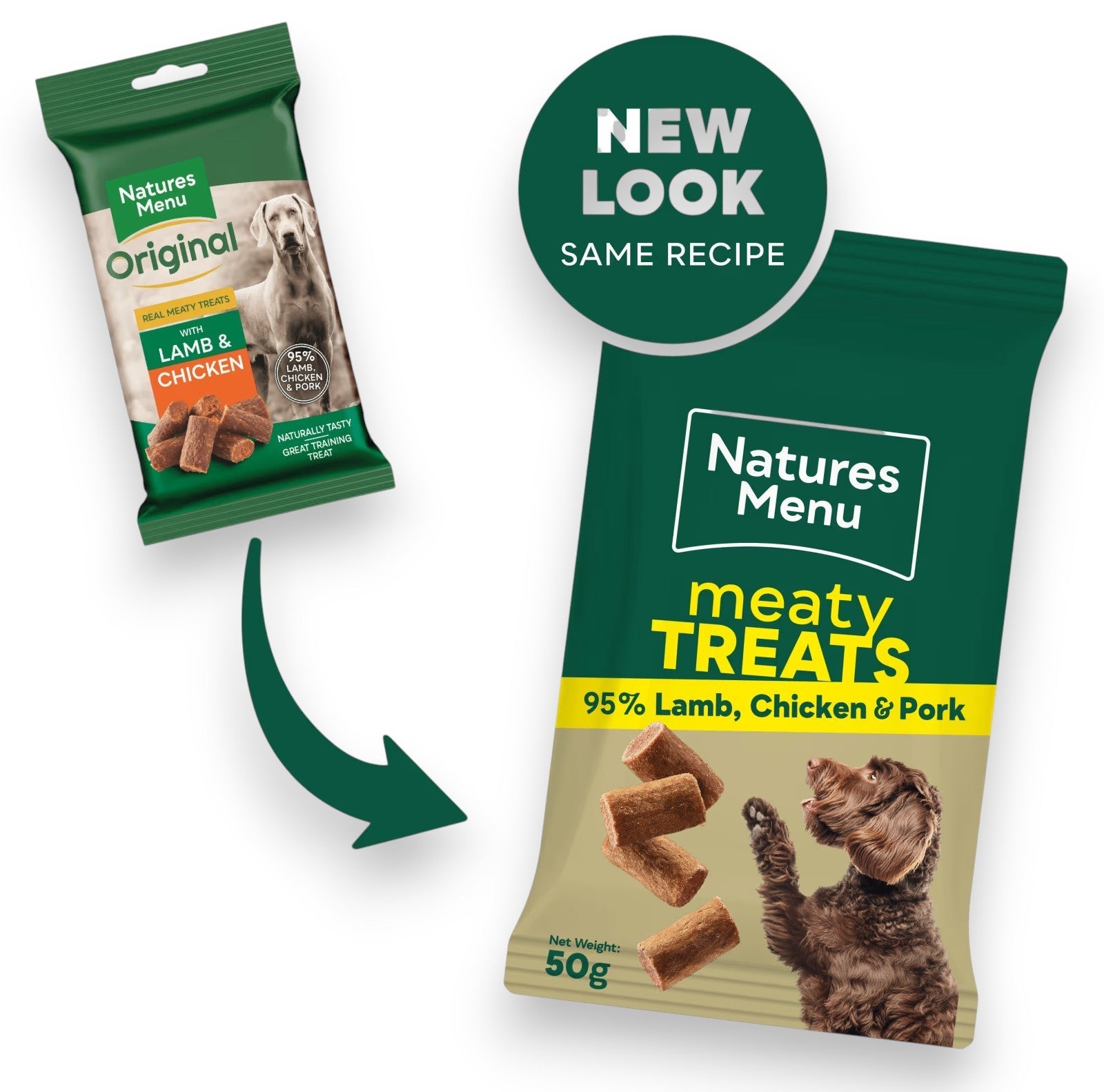 Natures Menu hundegodbiter med lam, kylling og svin 50 g