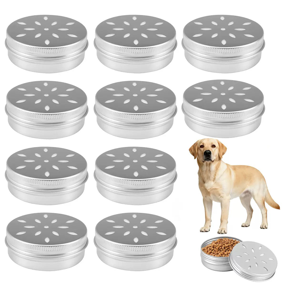 Runde nosework-bokser i slitesterk aluminium for kontrollert presentasjon av lukt
