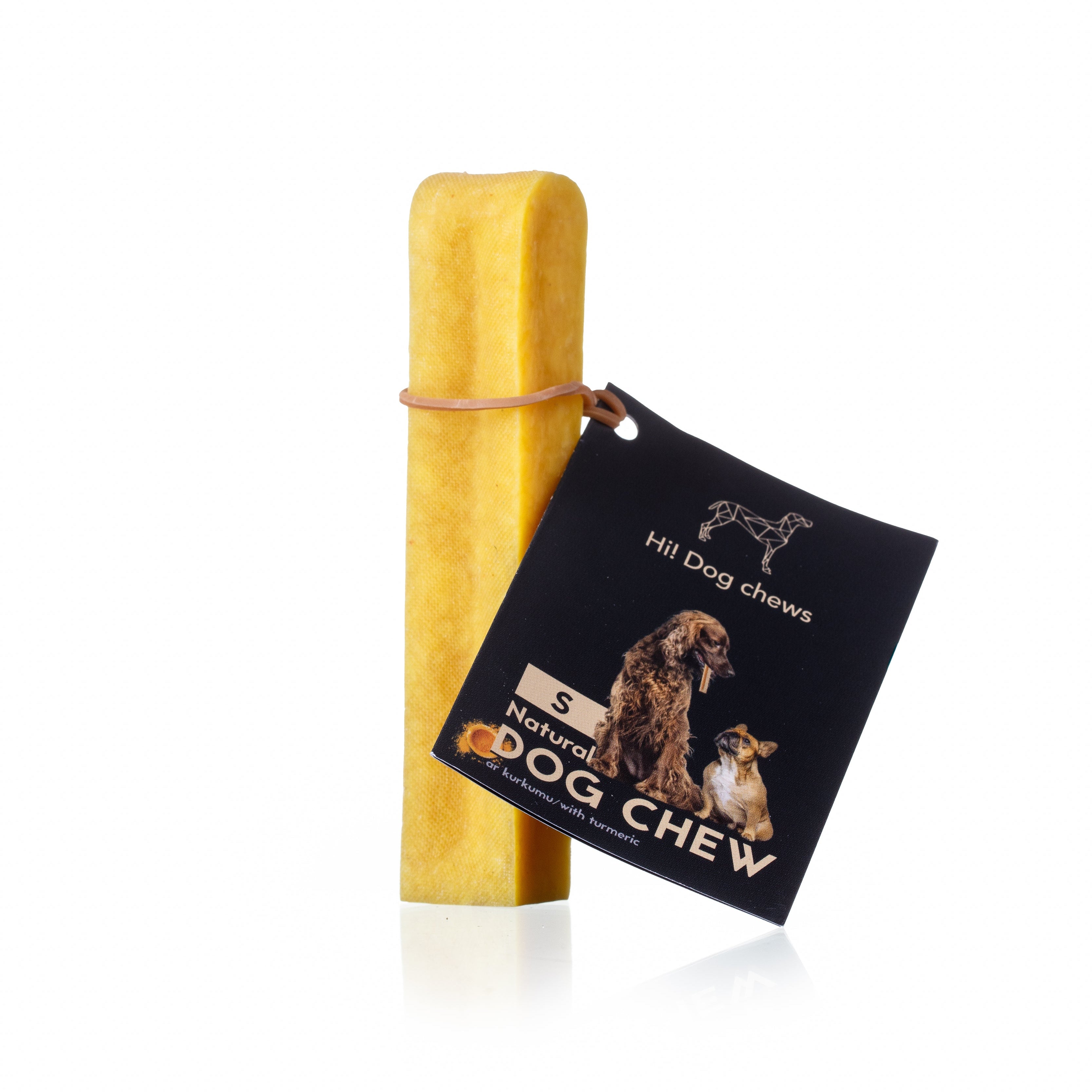 Hi! Dog Chews – Smaksatte ostetygger til hund (Dill & Gurkemeie, S–XL)
