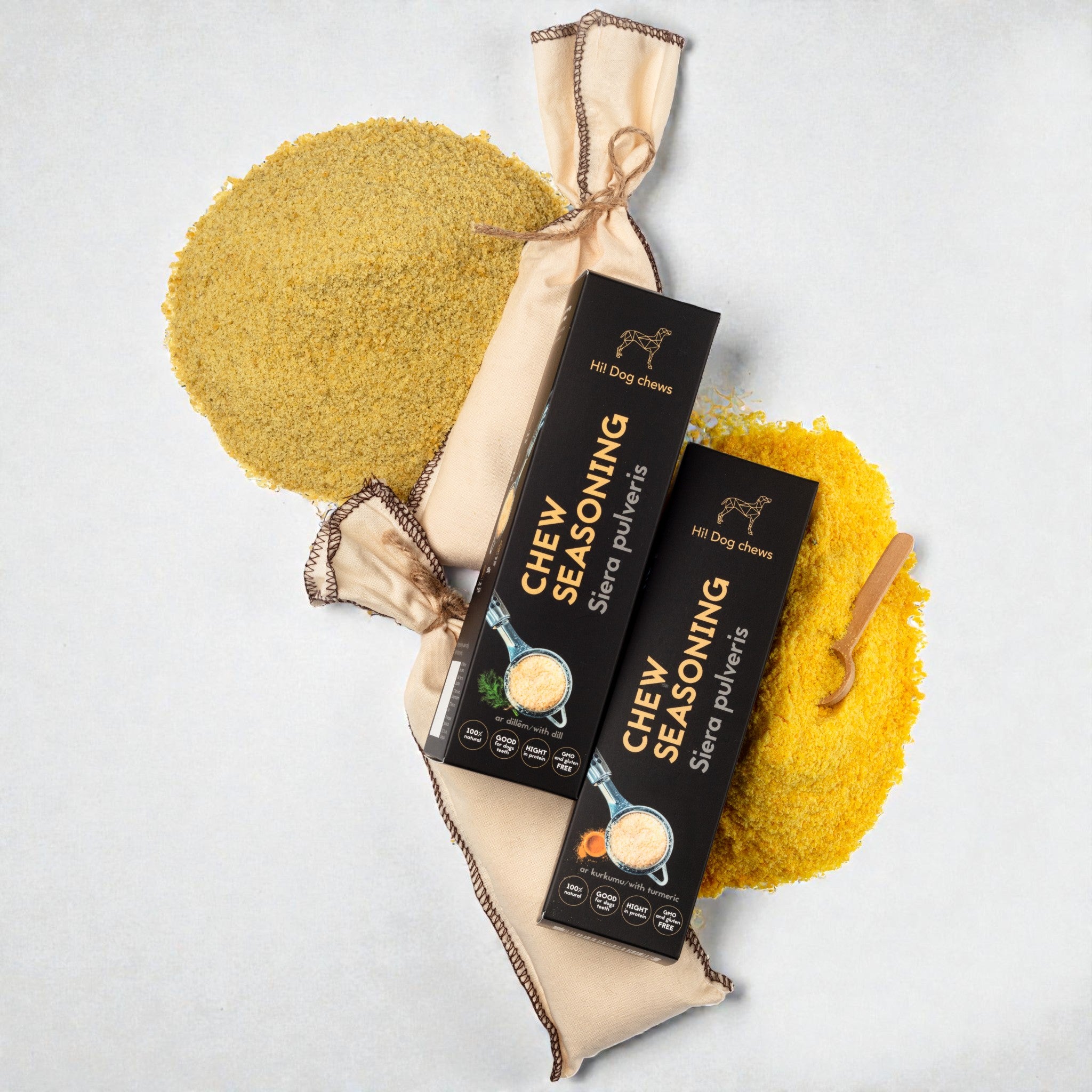 Hi! Dog Chews Seasoning – Ostetopping til hund (Naturell, Dill, Gurkemeie)
