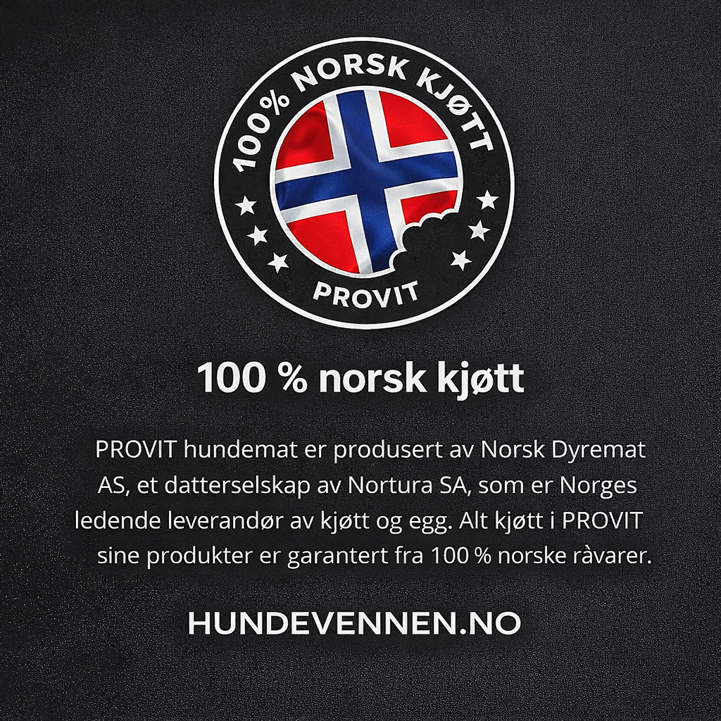 Provit kjøper du hos Hundevennen.no 100 % norsk kjøtt til hund