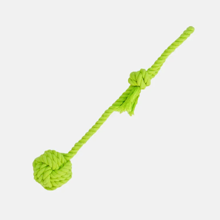 Draleke av tau med tyggeknute fra Dogman. Grønn på grå bakgrunn.