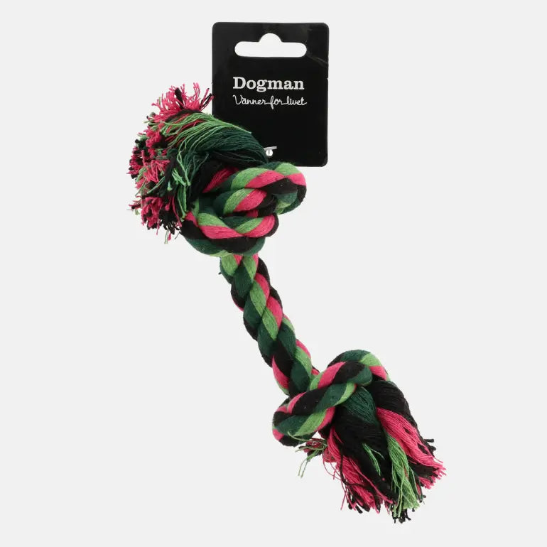 Hundeleke – tyggetau / tauknute fra Dogman på grå bakgrunn.
