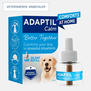 Produktbilde for Adaptil Calm Diffuser Refill. Boksen og selve flasken.