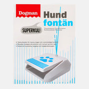 Vannfontene til hund i original forpakning på grå bakgrunn. Fremside.