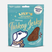 Bilde av en pose Lily's Kitchen Festive Turkey Jerky.