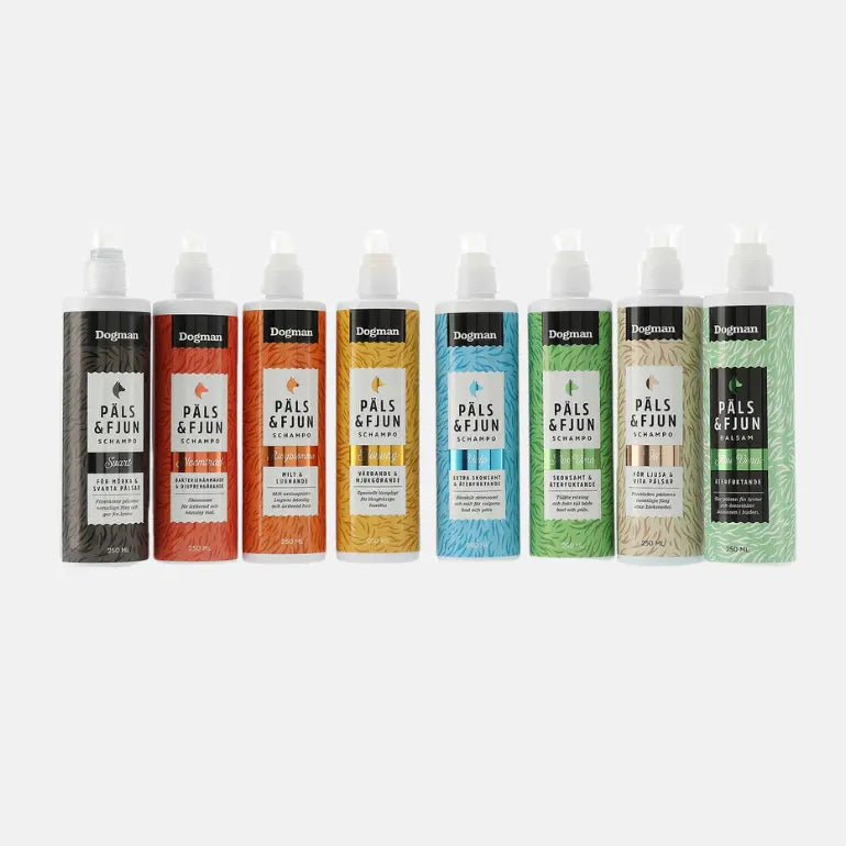 Dogman sjampo for mørk pels 250 ml – mild pelspleie til hund