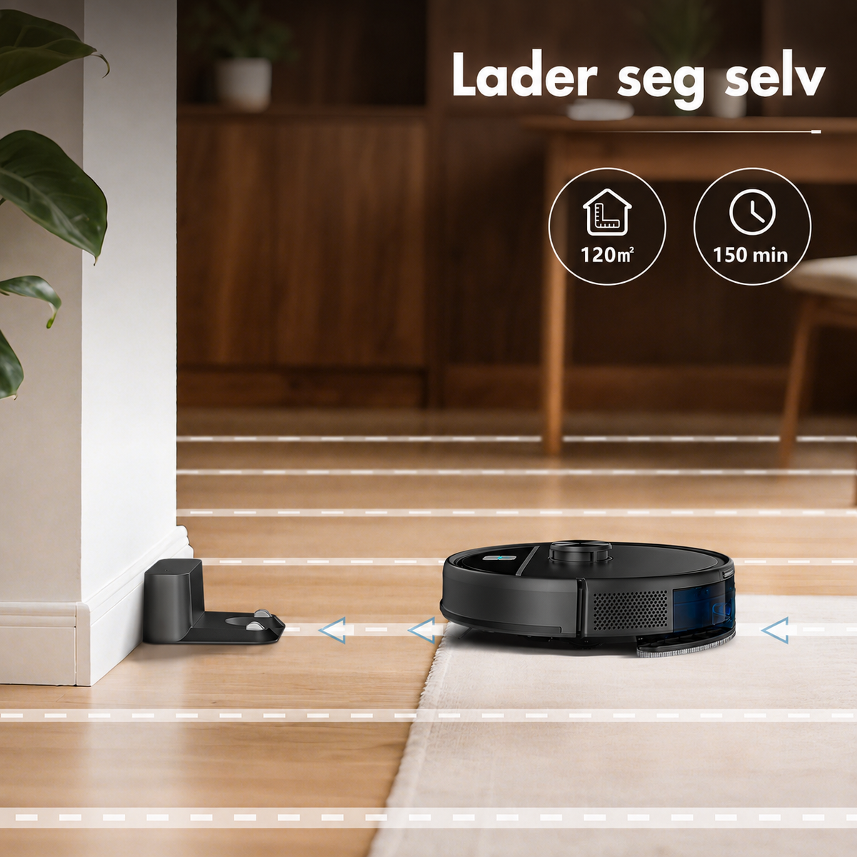 Robotstøvsuger med mopp og LiDAR – 5000 Pa