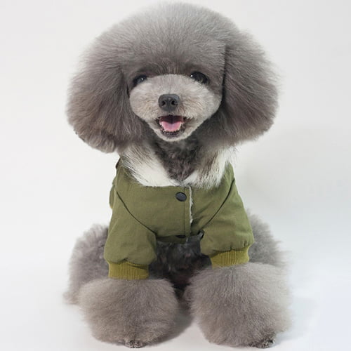 Parkas til hund med hette – fôret jakke i khaki/grønn