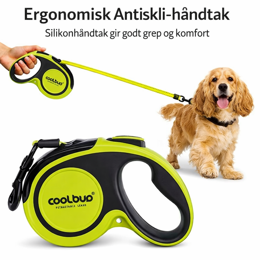 COOLBUD uttrekkbart hundebånd 5 m – med refleks og lås