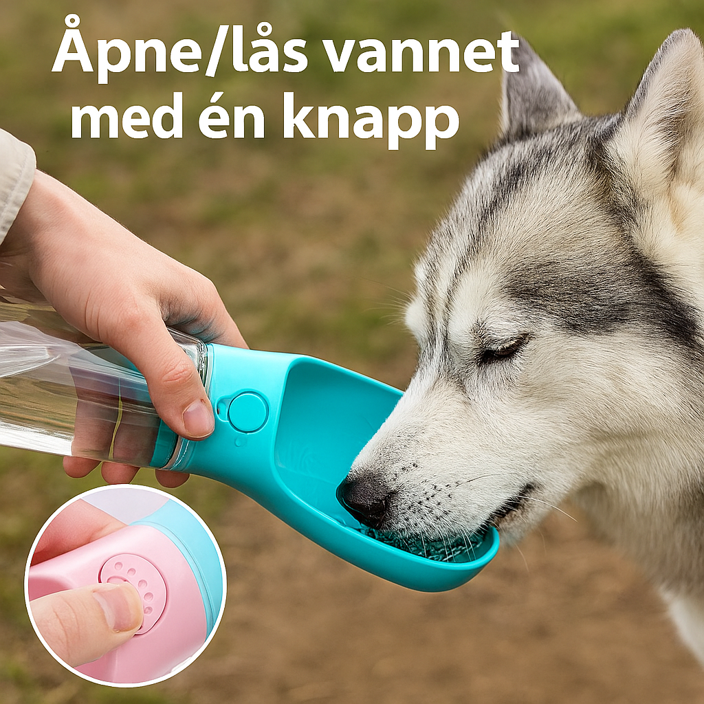 Bærbar vannflaske til hund – lekkasjesikker turflaske 350/550 ml