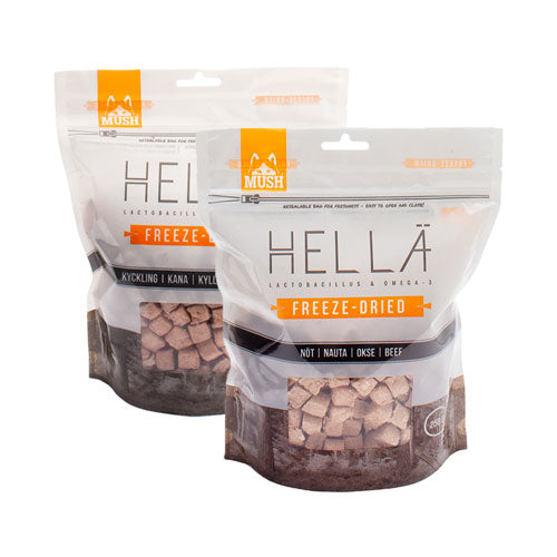 Samlefoto av Hella-frysetørket mat