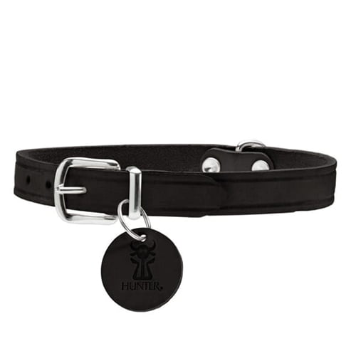 Halsbånd i sort lær – kvalitet fra Hunter