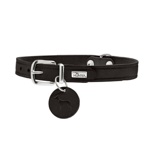 Halsbånd i sort lær – kvalitet fra Hunter