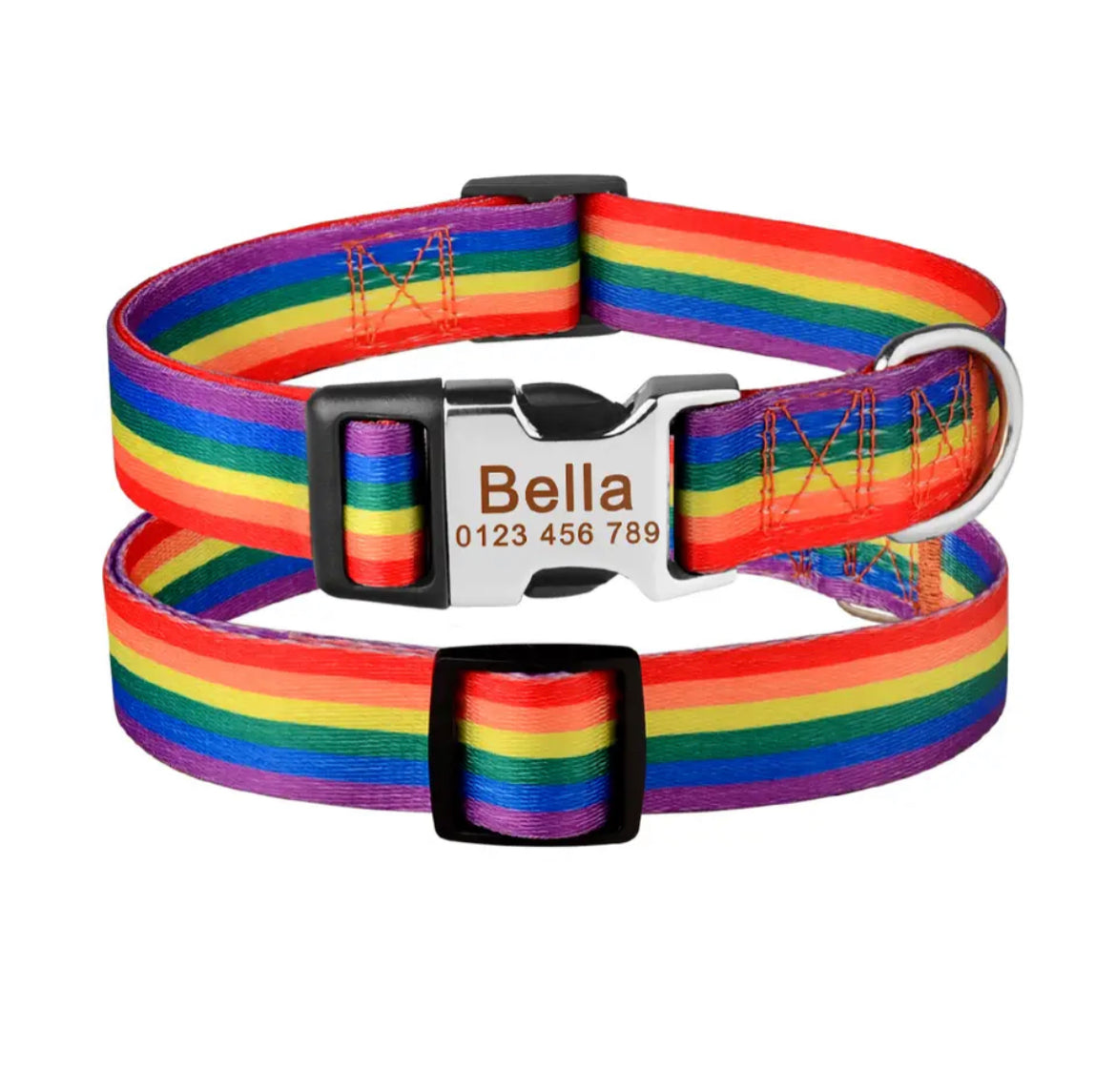 Happy Pride hundehalsbånd med navn – personlig halsbånd