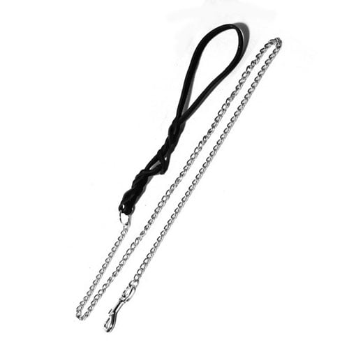 Alac kjettingkobbel/bånd med lærhåndtak